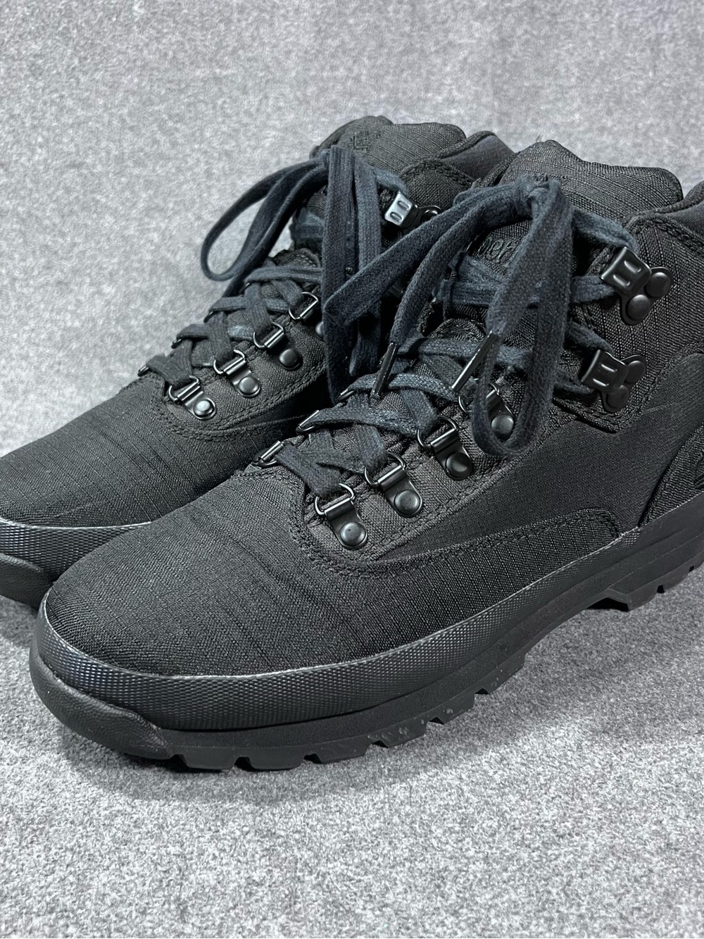 Timberland Euro Hiker Black Ripstop Fabric Men’s Hiking Boots Size 8.5 Retro